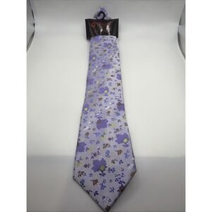 BRAND Q RED LABEL Mens Tie Set with Pocket Square Lilac with floral pattern NWT